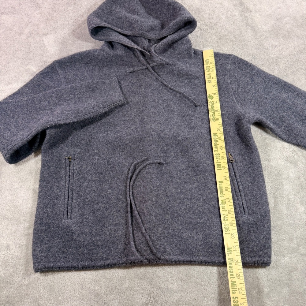 WilliSmith Collection Hoodie Womens S Gray 100% Wool Drawstring Hem Zip Pockets - Picture 2 of 8